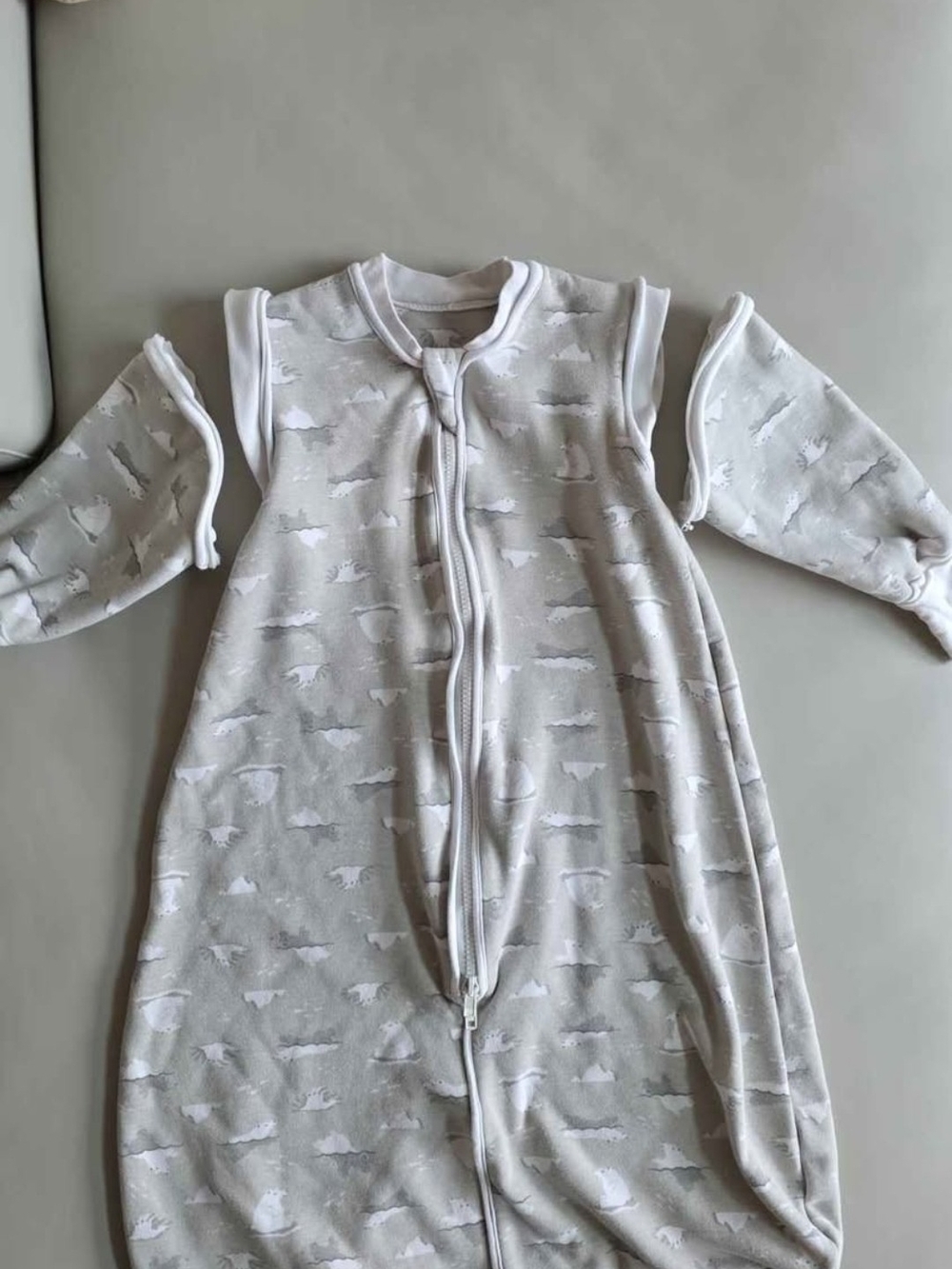 Fleece Sleep Sack Convertible Polar Bear Cloud Baby - White/Gray Newborn 3m 6-9m